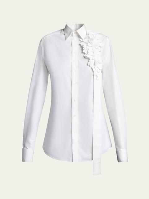 BALENCIAGA Garden Flower Cotton Poplin Button-Down Shirt