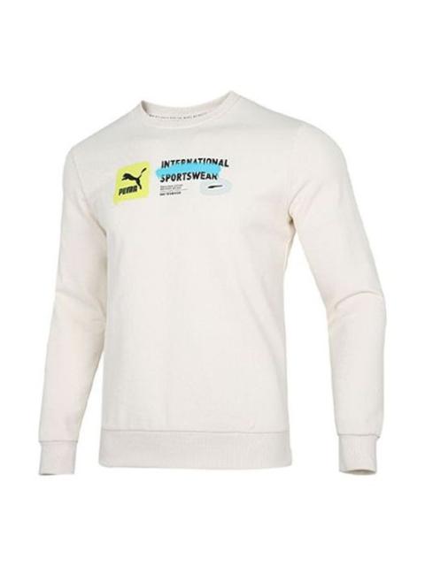 PUMA PUMA Logo Pattern Printing Sports Round Neck Pullover White 536304-65