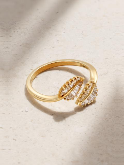 ANITA KO Small Palm Leaf 18-karat Gold Diamond Ring