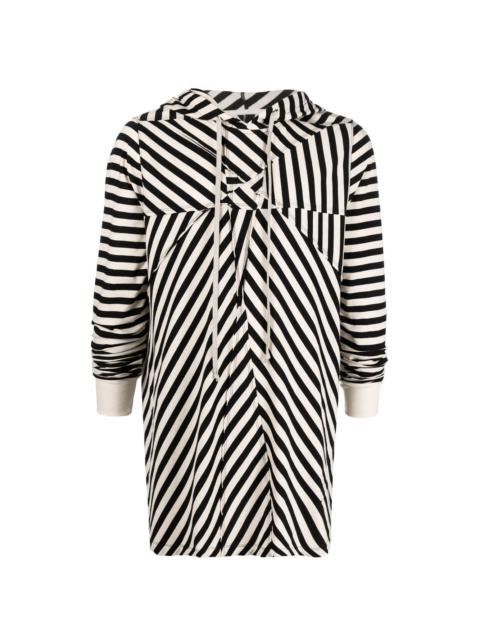two-tone striped hoodie