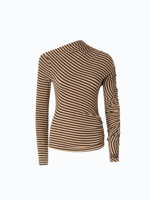 PINKO STRIPED WOOL-BLEND MOCK-TURTLENECK SWEATER