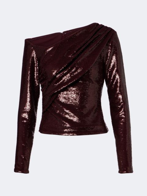 ROLAND MOURET Draped sequined asymmetric top