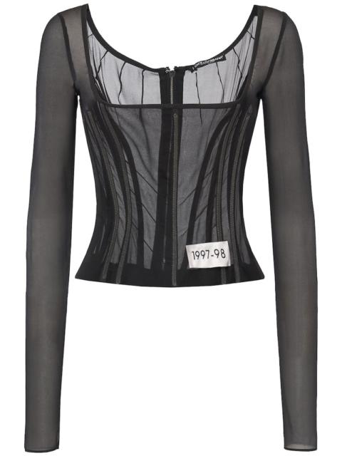 Sheer silk tulle corset top