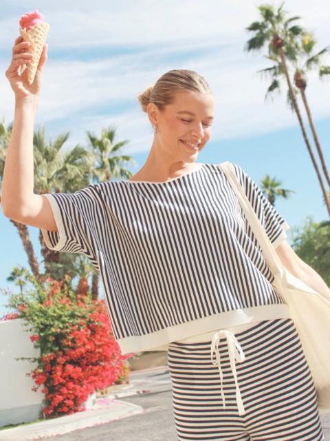 Splendid Christa Striped Short Sleeve Sweater