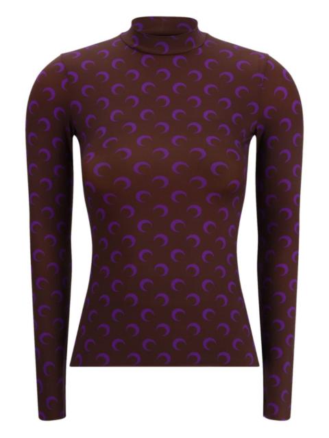 moon-print high-neck top