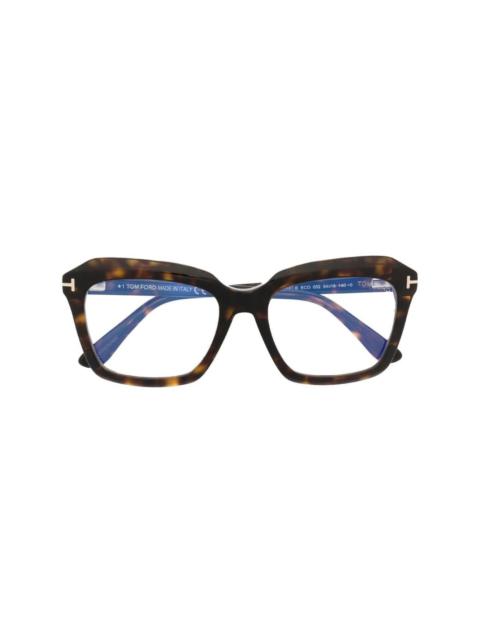 tortoiseshell-effect square-frame glasses