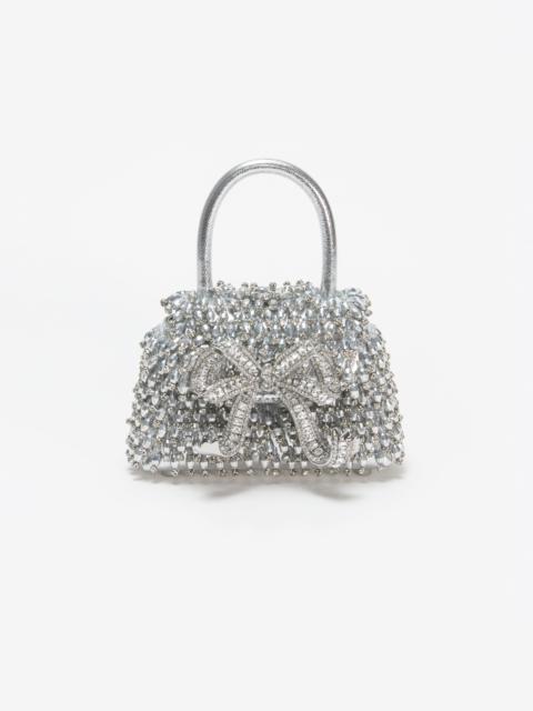 self-portrait Silver Embellished Micro Bow Bag