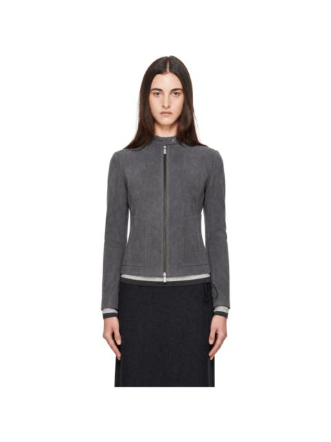 ST. AGNI Gray Suede Moto Jacket