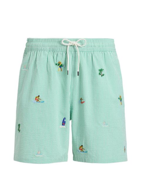 Polo Ralph Lauren embroidered striped-pattern swim shorts
