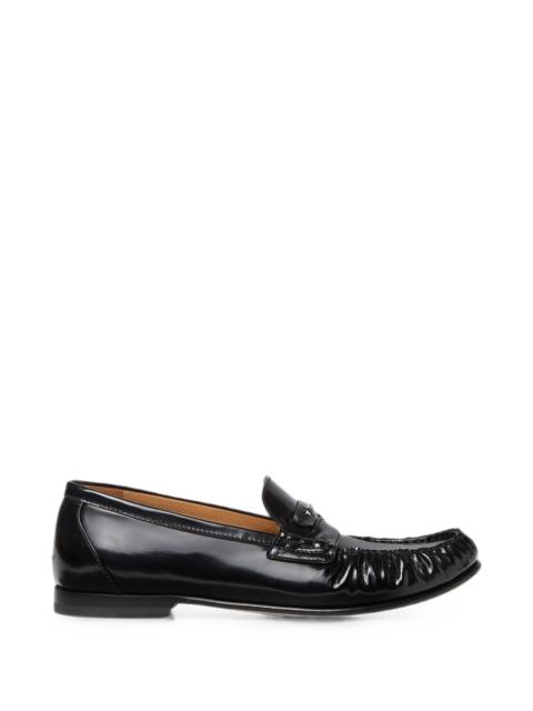 FENDI Fendi Scrunch Ruched Leather Loafers
