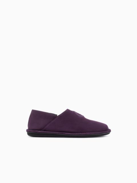 GIORGIO ARMANI SLIPPERS IN SUEDE WITH LEATHER LINING AND A RUBBER SOLE
