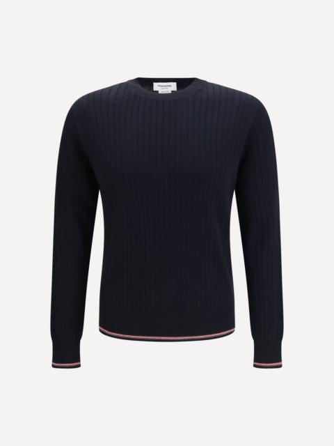 Thom Browne Crewneck cotton knit Sweater with 4-bar detail