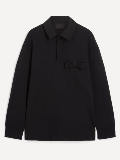 Simone Rocha Black Bow Stripe Rugby Polo