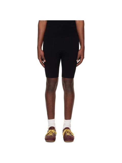 Dries Van Noten Black Rib Knit Biker Shorts