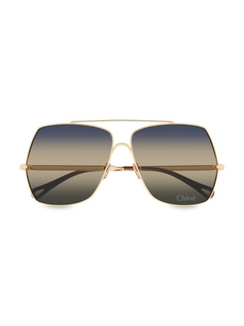 Chloé Women's Aly Fashion Show 62MM Squared Sunglasses - Gold Grey