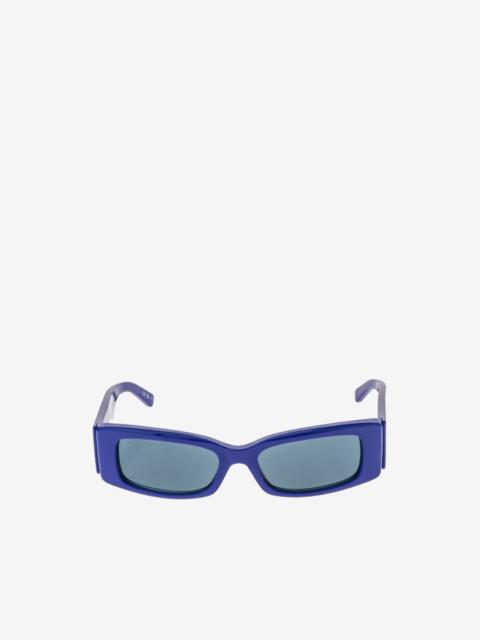 BALENCIAGA logo-print rectangle-frame sunglasses