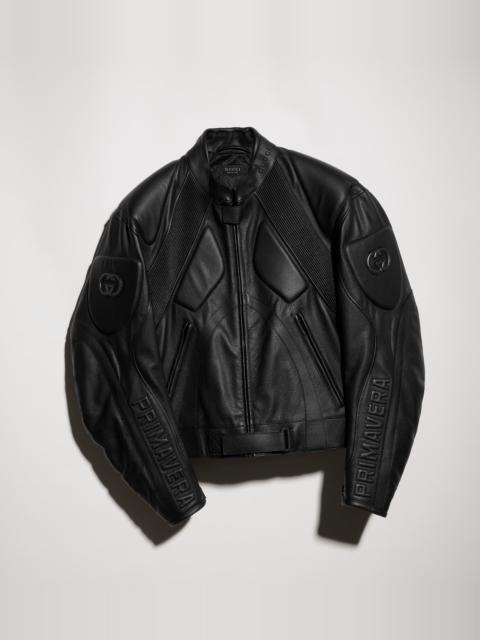 GUCCI Soft grainy bull leather biker jacket