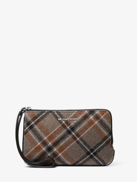 MICHAEL KORS Jet Set Travel Plaid Print Wool Wristlet