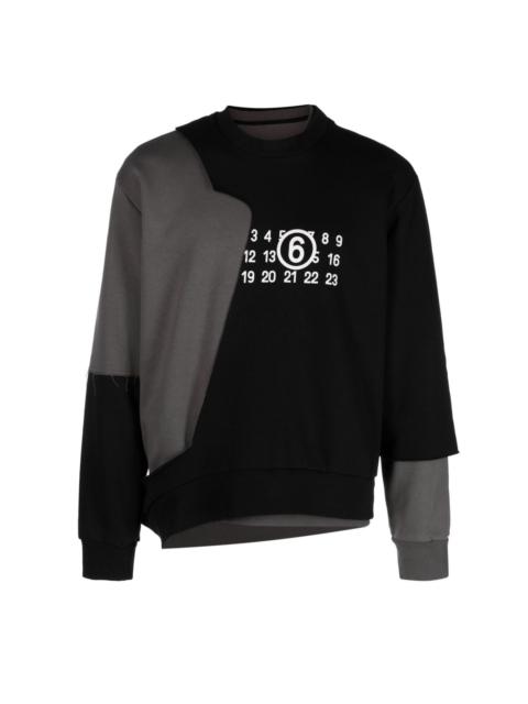 numbers-print layered sweatshirt