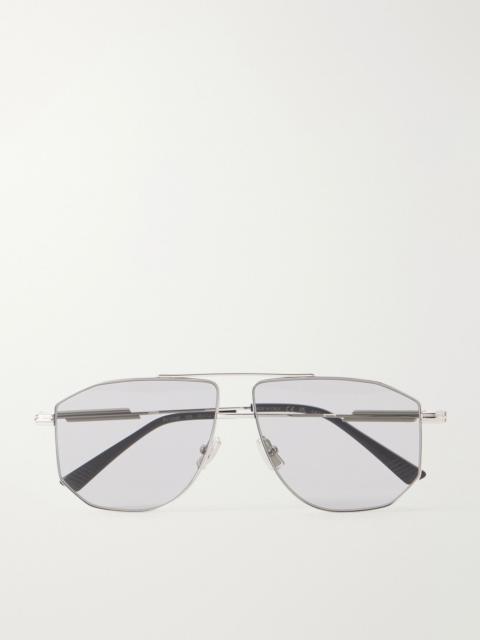 Bottega Veneta Ribbon Snap aviator-style metal sunglasses Gray
