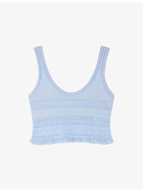 Sandro Scoop-Neck Cropped Knitted Top