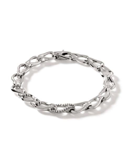 JOHN HARDY Surf Bracelet, Silver, Diamonds, 8.5MM