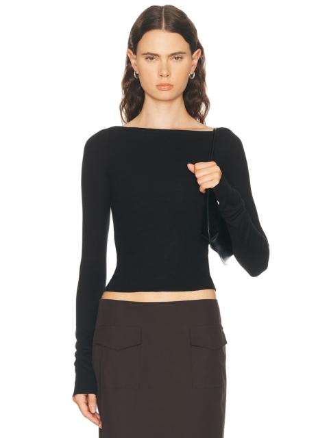 ÉTERNE Long Sleeve Boatneck Top