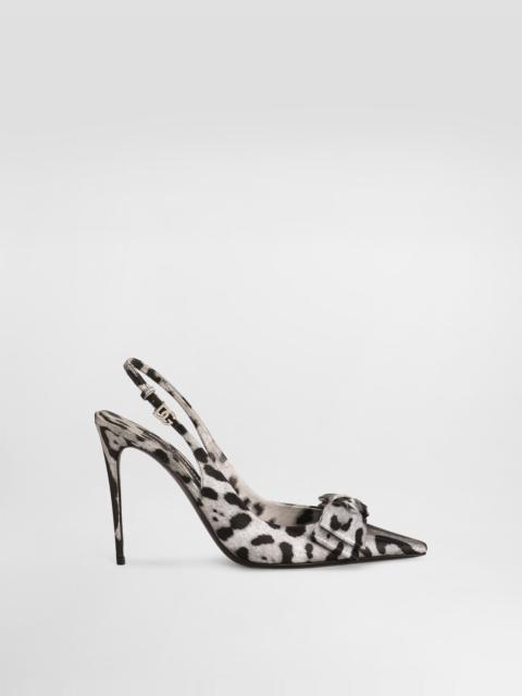 Dolce & Gabbana Leopard-print satin slingbacks