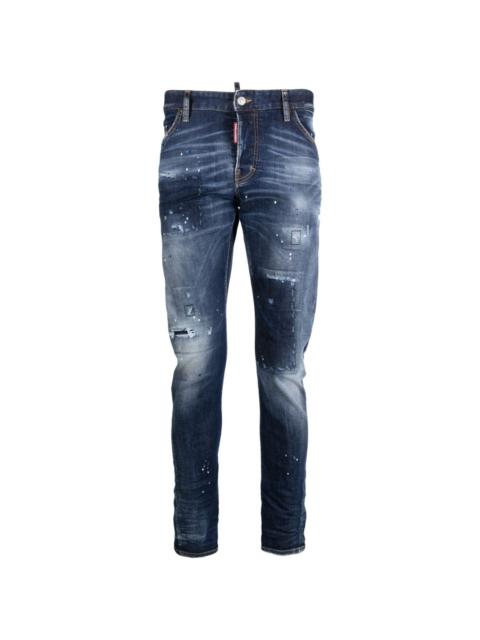 faded low-rise tapered jeans