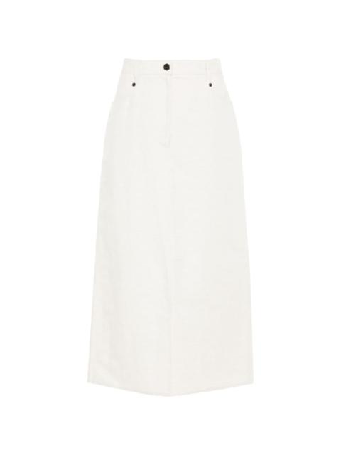 linen-blend straight skirt