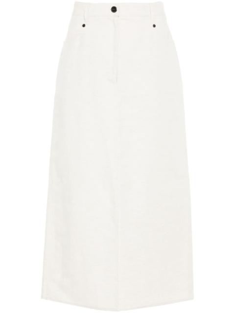 Brunello Cucinelli linen-blend straight skirt