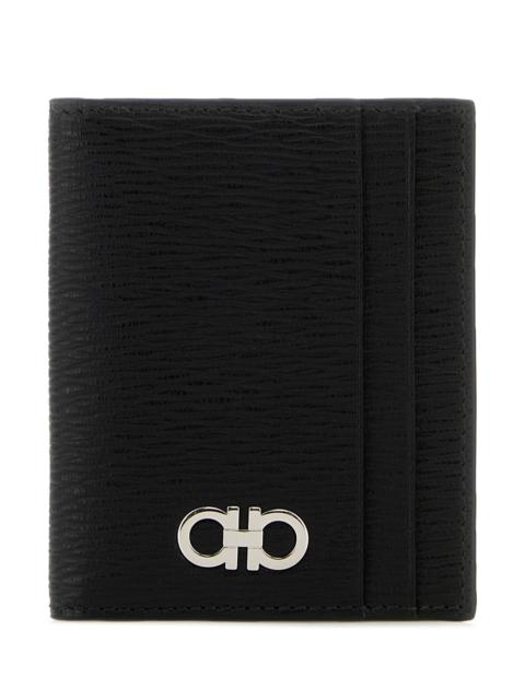 FERRAGAMO Black leather card holder