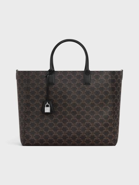 CELINE Large cabas in Triomphe canvas and calfskin