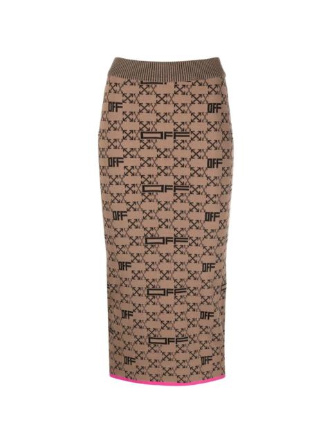 intersia-knit Arrows-logo pencil skirt