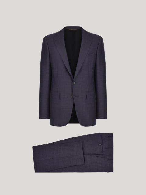 Canali BLUE MODERN CUT PURE WOOL SUIT WITH SINGLE-BREASTED JACKET