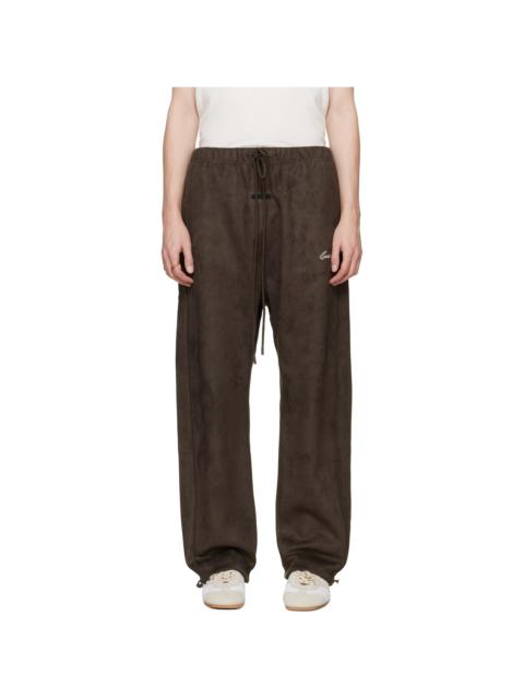 ESSENTIALS Brown Signature Relaxed Faux-Suede Track Pants