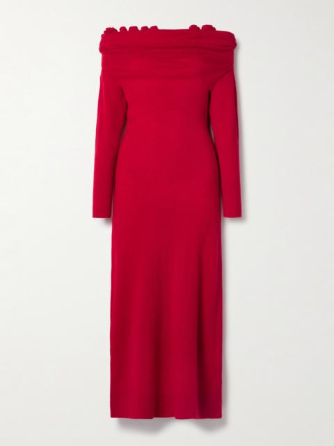 Altuzarra Lunaire Off-the-shoulder Appliquéd Cashmere Maxi Dress