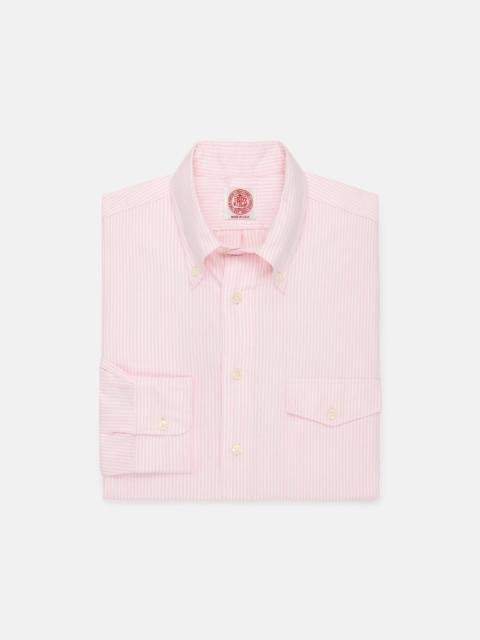 J. PRESS MADE-IN-USA FLAP POCKET PINK UNIVERSITY STRIPE OXFORD CLOTH BUTTON DOWN SPORTSHIRT - CLASSIC FIT