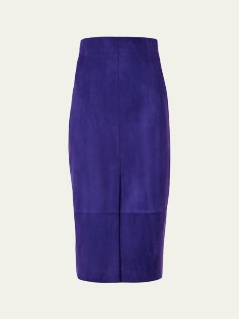 AKRIS Suede Front Slit Pencil Skirt