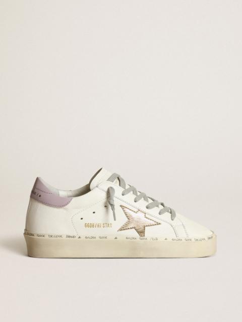 White Hi Star with a gold star and lilac naplak heel tab