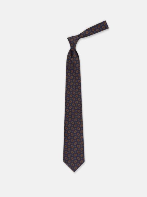 J. PRESS MADE-IN-ENGLAND NAVY PRINTED PINE ANCIENT MADDER TIE
