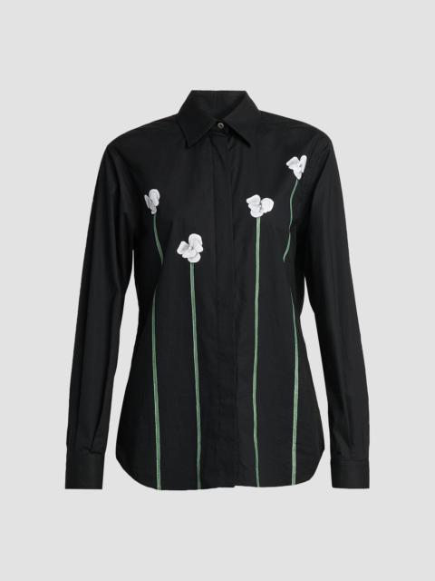 Moschino Women's Floral Stretch-Cotton Blouse - Multi Black