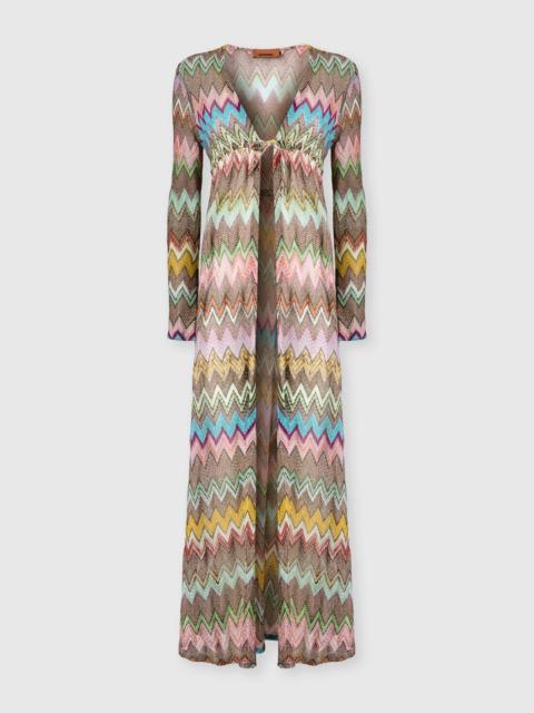 Missoni Long cardigan in lamé viscose with macro zigzag pattern