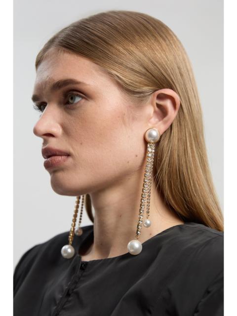 KAREN MILLEN Gold Tone Pearl Double Drop Earrings