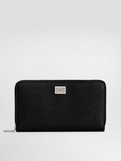 Dolce & Gabbana Calfskin zip-around wallet with branded plate