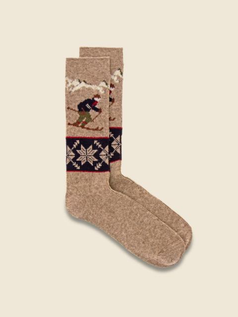ANONYMOUSISM Wool Ski Jacquard Crew Sock - Beige