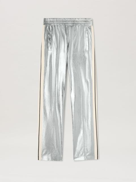 LAMINATED LEATHER TRACK PANTS