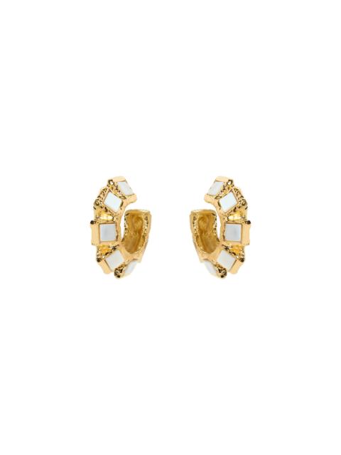 Oscar de la Renta Women's Tiles 14K-Gold-Plated & Semiprecious Stone Hoop Earrings - White Mother Pearl