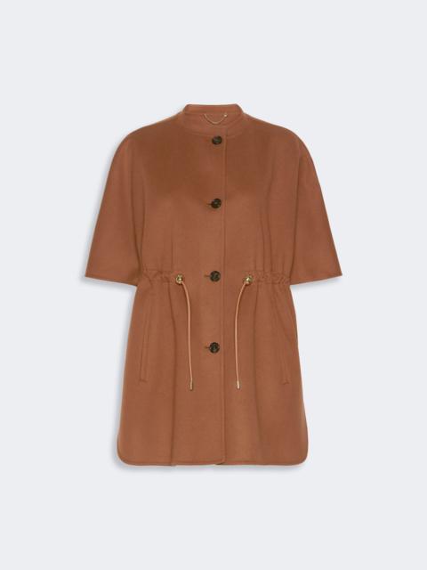 Max Mara CLASSE Pure wool cape with drawstring - DARK BROWN