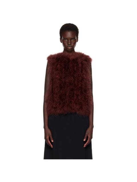 Yves Salomon Brown Cropped Feather Gilet Vest